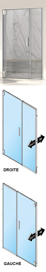 PORTES Hammam ADA - INOX - 1 VENTAIL + 1 PANNEAU VITRE