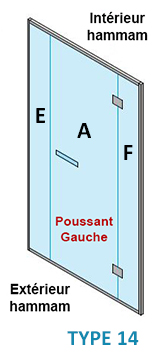 TYPE 14 - GAUCHE  - PAROI VITREE + porte poussant  GAUCHE + PAROI VITREE 