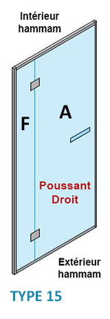 TYPE 15 - DROITE - PAROI VITREE + porte poussant  - DROIT