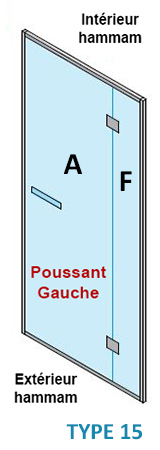 TYPE 15 - GAUCHE - porte poussant  - GAUCHE + PAROI VITREE 