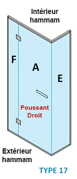 TYPE 17 - DROITE - PAROI VITREE + porte poussant  - DROIT + PAROI VITREE ANGLE