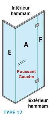 TYPE 17 - GAUCHE - PAROI VITREE ANGLE + porte poussant  - GAUCHE + PAROI VITREE